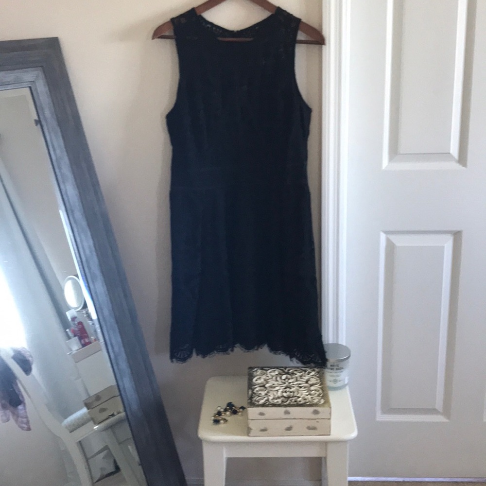 Lace overlay cocktail dress